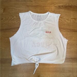 RVCA White Crewneck Tee with Subtle Gray Logo Print